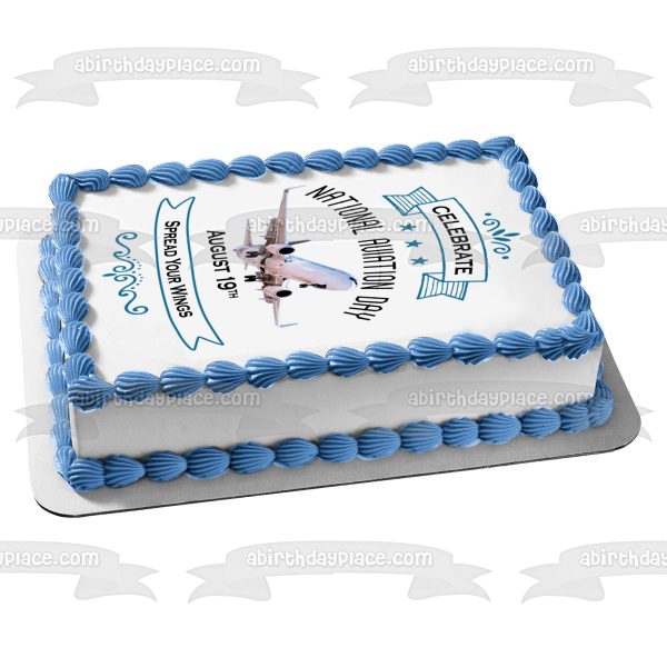Celebre el Día Nacional de la Aviación, 19 de agosto, extienda sus alas, imagen de decoración comestible para pastel de avión ABPID54172 