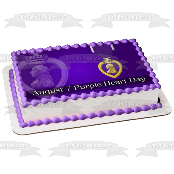 Purple Heart Day August 7th Purple Heart Medallion Edible Cake Topper Image ABPID54156
