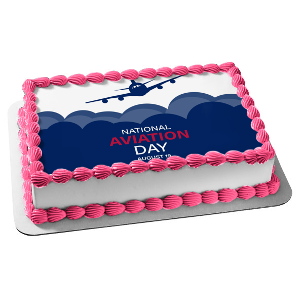 National Aviation Day August 19th Airplane Edible Cake Topper Image ABPID54173