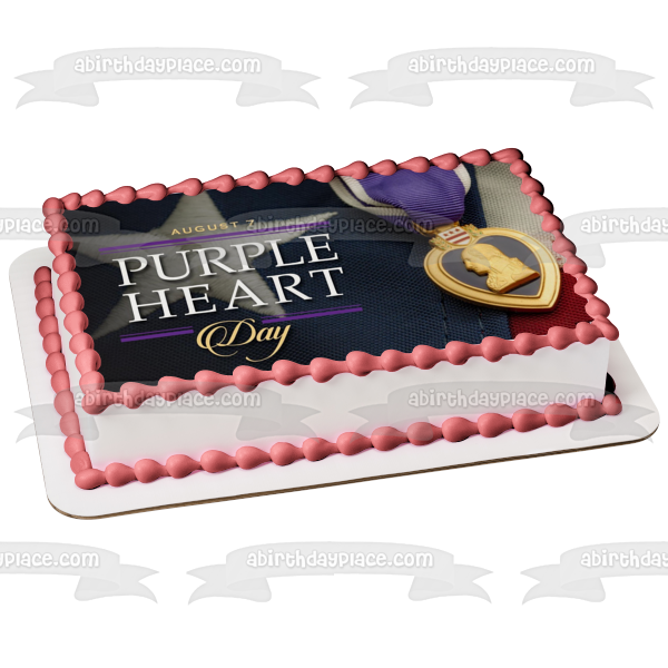 Purple Heart Day Purple Heart Medallion Edible Cake Topper Image ABPID54157