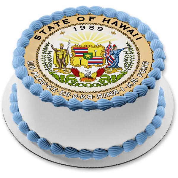 Happy Hawaii Statehood Day Hawaii State Seal Edible Cake Topper Image ABPID54176