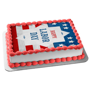 Happy Labor Day American Flag Edible Cake Topper Image ABPID54195