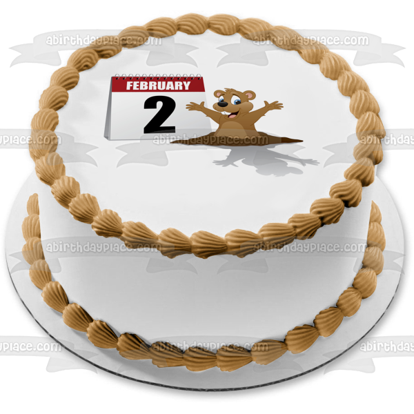 Groundhog Day February 2nd Calendar Edible Cake Topper Image ABPID53573
