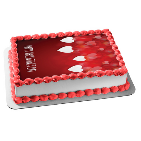 Happy Valentine's Day Gold Hearts Edible Cake Topper Image ABPID53580