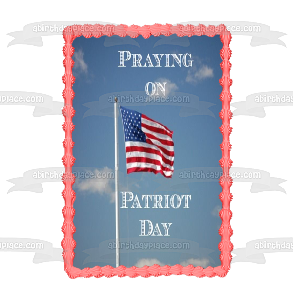 Praying on Patriot Day American Flag Edible Cake Topper Image ABPID53760