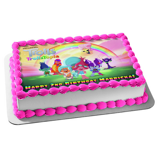 DreamWorks Trolls Trollstopia Animated Series Queen Poppy Branch Edible Cake Topper Image ABPID53588