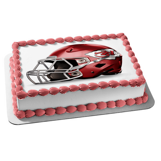 Kansas City Chiefs Helmet Edible Cake Topper Image ABPID53613