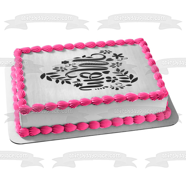 "Mom" Happy Mother's Day Flowers Hearts Edible Cake Topper Image ABPID53809