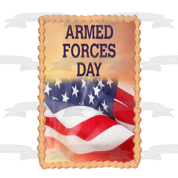 Armed Forces Day American Flag Edible Cake Topper Image ABPID53832