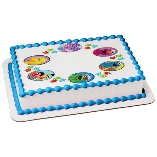 Sesame Street Stars Border for Photo or Personalization Elmo Cookie Monster Big Bird Ernie Bert Oscar the Grouch Edible Cake Topper Image ABPID53691