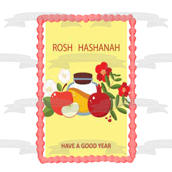 Rosh Hashanah "Have a Good Year" Assorted Fruits Edible Cake Topper Image ABPID54196