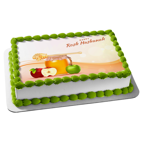 Happy Rosh Hahanah Fruit and Honey Edible Cake Topper Image ABPID54197
