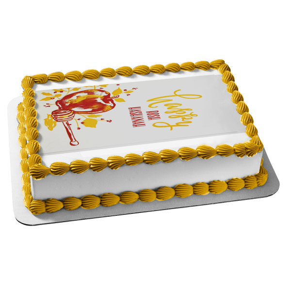 Happy Rosh Hashanah Apples and Honey Edible Cake Topper Image ABPID54198