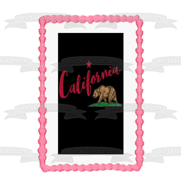 California Admission Day Brown Bear Edible Cake Topper Image ABPID5419 A Birthday Place