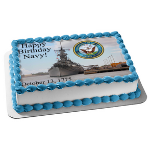 Happy Birthday Navy Naval Ship Edible Cake Topper Image ABPID54285