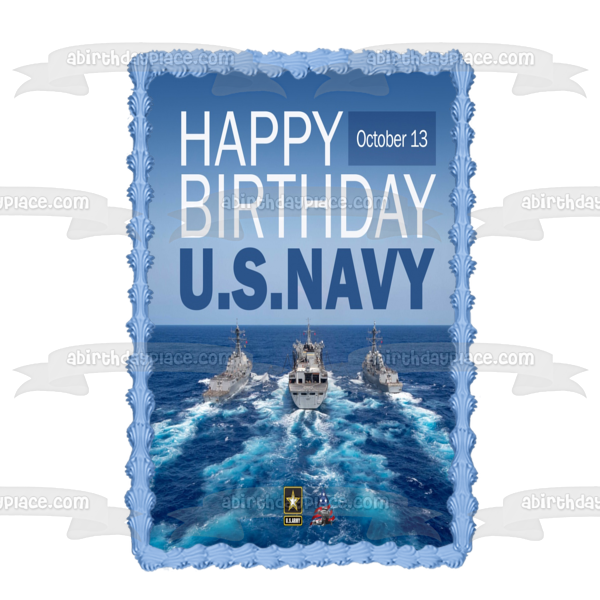 Happy Birthday US Navy Naval Ships Edible Cake Topper Image ABPID54286