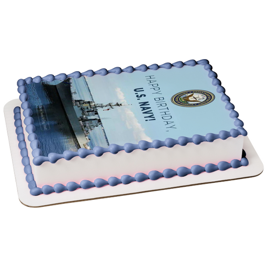 Happy Birthday US. Navy! Naval Ship Edible Cake Topper Image ABPID54287