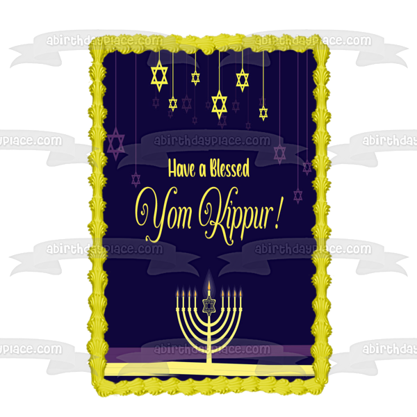 Have a Blessed Yom Kippur Stars of David Edible Cake Topper Image ABPID54221