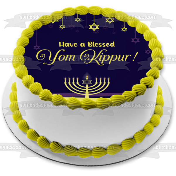 Have a Blessed Yom Kippur Stars of David Edible Cake Topper Image ABPID54221