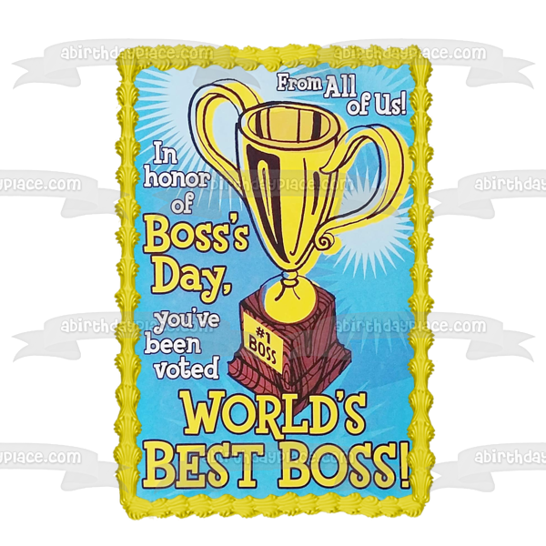 Happy Boss's Day #1 Boss Trophy Edible Cake Topper Image ABPID54294