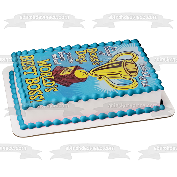 Happy Boss's Day #1 Boss Trophy Edible Cake Topper Image ABPID54294