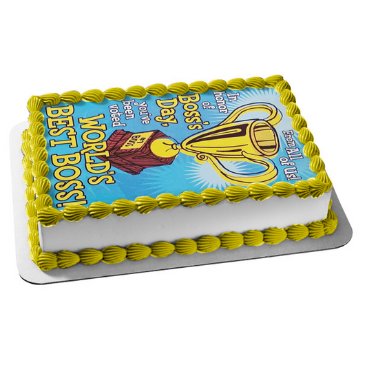 Happy Boss's Day #1 Boss Trophy Edible Cake Topper Image ABPID54294
