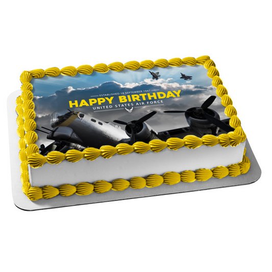 Happy Birthday United States Air Force Airplanes Edible Cake Topper Image ABPID54230