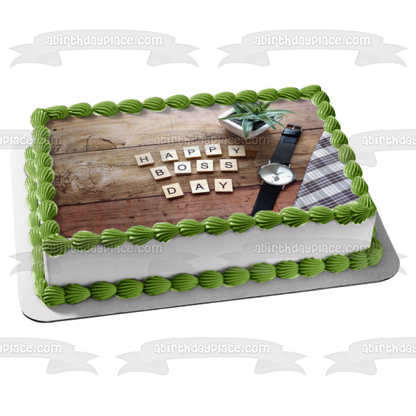 house plant cake Happy Boss Day House Plant Watch Edible Cake Topper Image ABPID54298