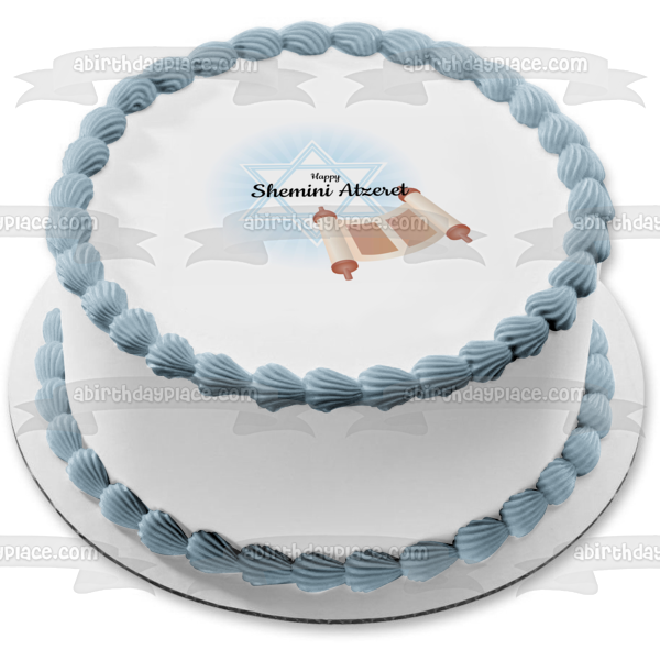 Happy Shemini Atzeret Star of David Edible Cake Topper Image ABPID54249