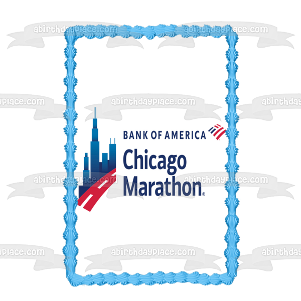 Imagen comestible para decoración de tarta con el logotipo del Maratón de Chicago ABPID54265 