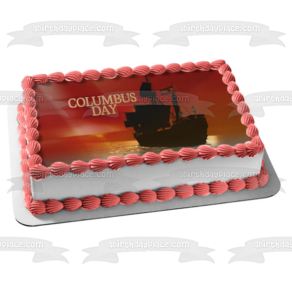 Columbus Day Explorers Ship Edible Cake Topper Image ABPID54271