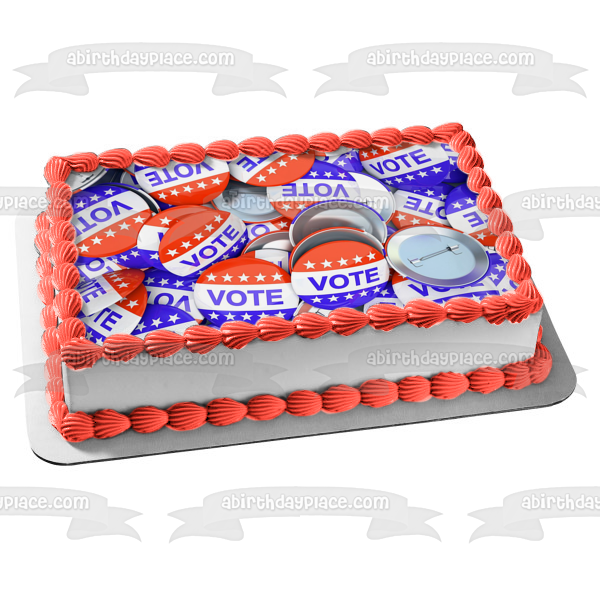Imagen de decoración comestible para tarta con botones de votación del día de las elecciones ABPID54337 
