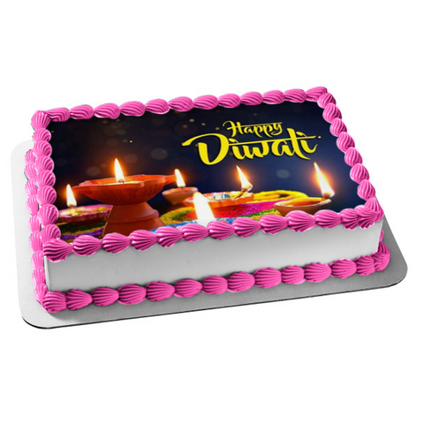Happy Diwali Candles Edible Cake Topper Image ABPID54341