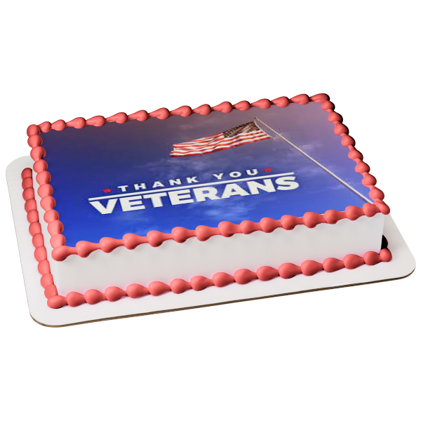 Thank You Veterans American Flag Edible Cake Topper Image ABPID54348
