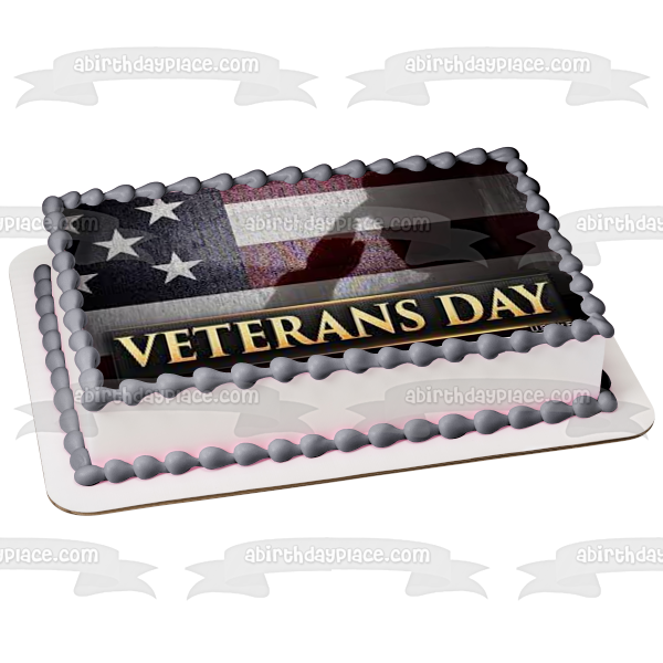 Veterans Day American Flag Edible Cake Topper Image ABPID54350