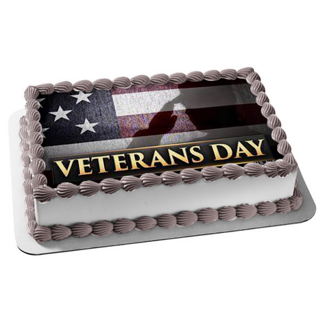 Veterans Day American Flag Edible Cake Topper Image ABPID54350