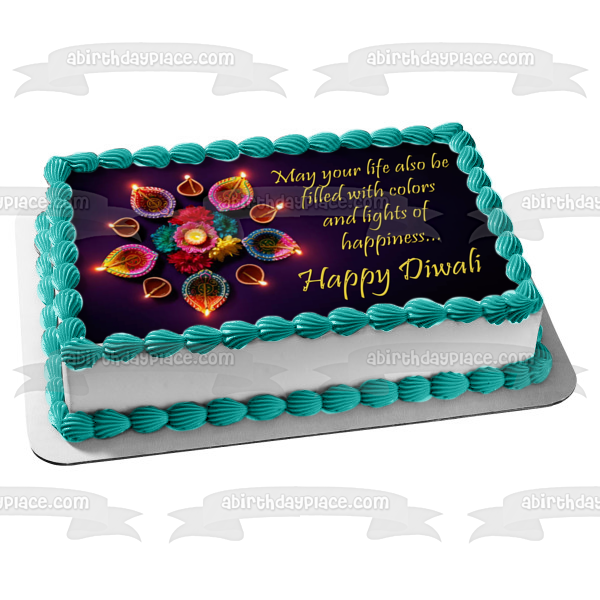 Happy Diwali Candles Edible Cake Topper Image ABPID54340