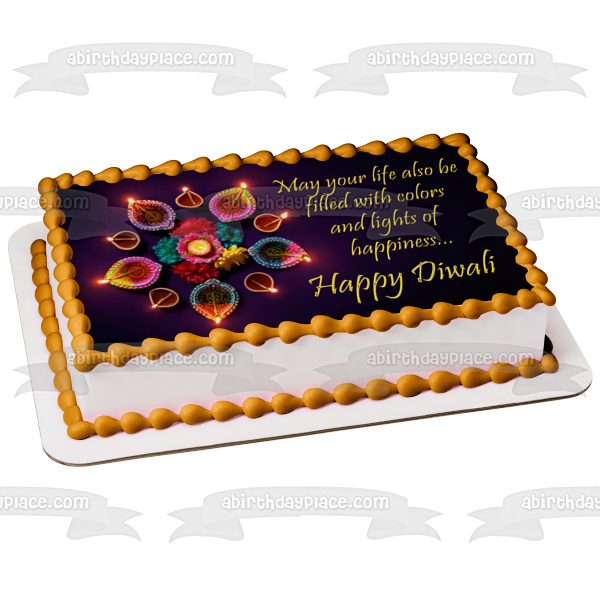 Happy Diwali Candles Edible Cake Topper Image ABPID54340