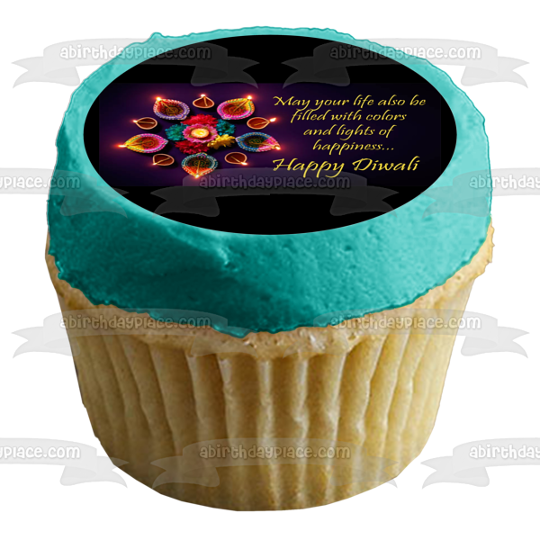 Happy Diwali Candles Edible Cake Topper Image ABPID54340
