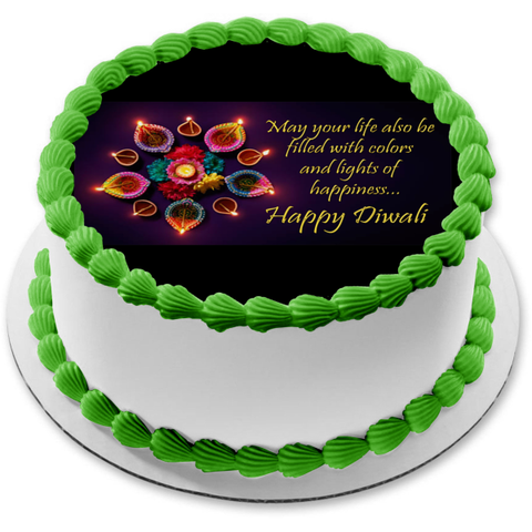 Happy Diwali Candles Edible Cake Topper Image ABPID54340