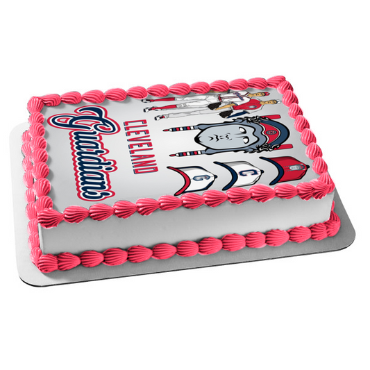 Cleveland Guardians Players Hats Logo Edible Cake Topper Image ABPID54365