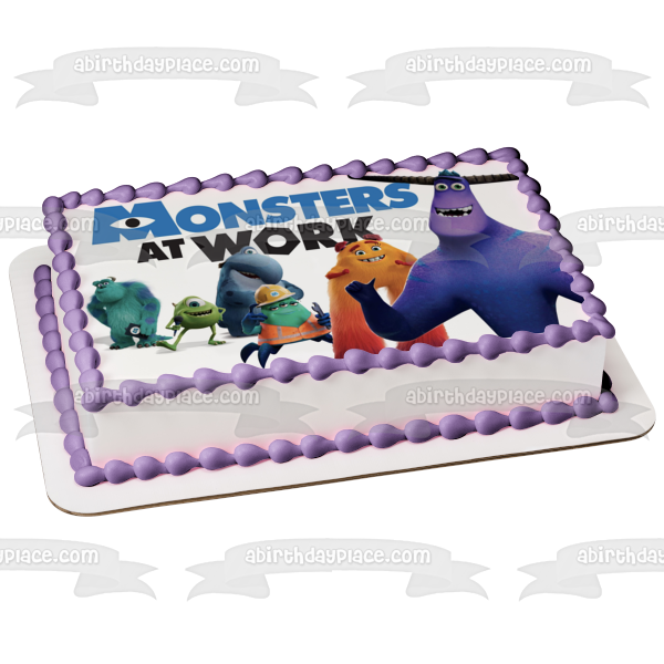 Monsters at Work James P. Sullivan Mike Wazowski Tylor Tuskmon Edible Cake Topper Image ABPID54501