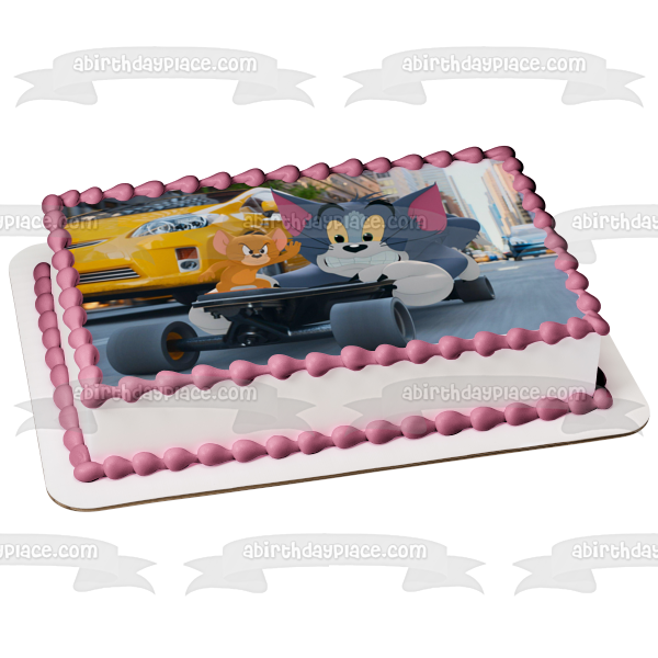 Tom & Jerry In New York Tom and Jerry on a Skateboard Edible Cake Topper Image ABPID54524