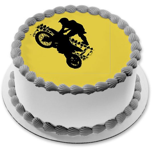 Imagen comestible para tarta de motocross extrema, moto de cross, jinete, pisada, ABPID00144 