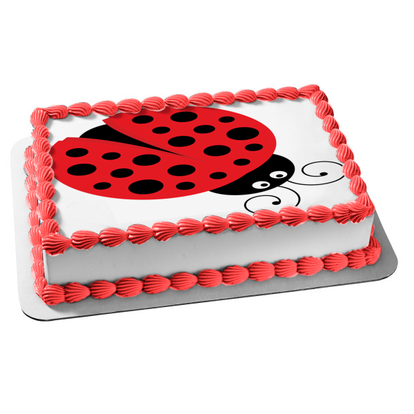 Lady Bug Red Black Polka Dots Edible Cake Topper Image ABPID00212