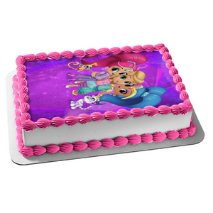 Shimmer and Shine Leah Pets Purple Background Edible Cake Topper Image ABPID00220