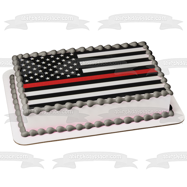 Fire Department American Flag Edible Cake Topper Image ABPID00009