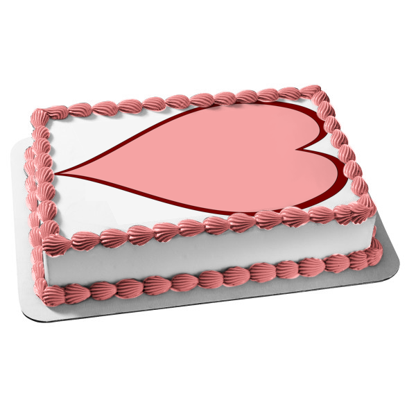 Pink Heart Red Edges Edible Cake Topper Image ABPID00307