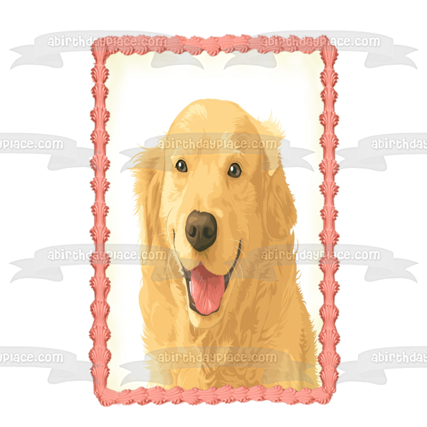 Golden Retriever Dog Breed Edible Cake Topper Image ABPID00471