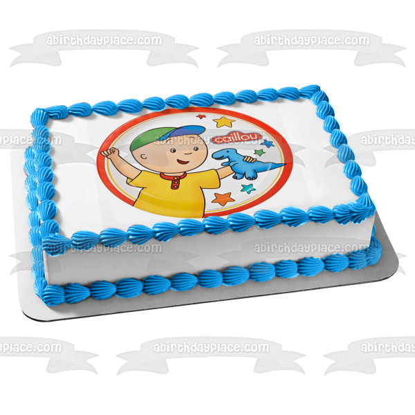 Caillou Blue Dinosaur Stars Edible Cake Topper Image ABPID00532
